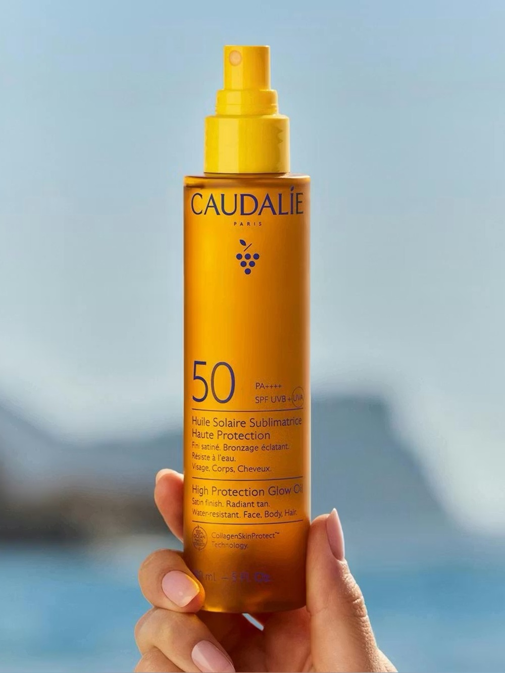 Caudalie SPF 50 High Protection Glow Oil sunscreen